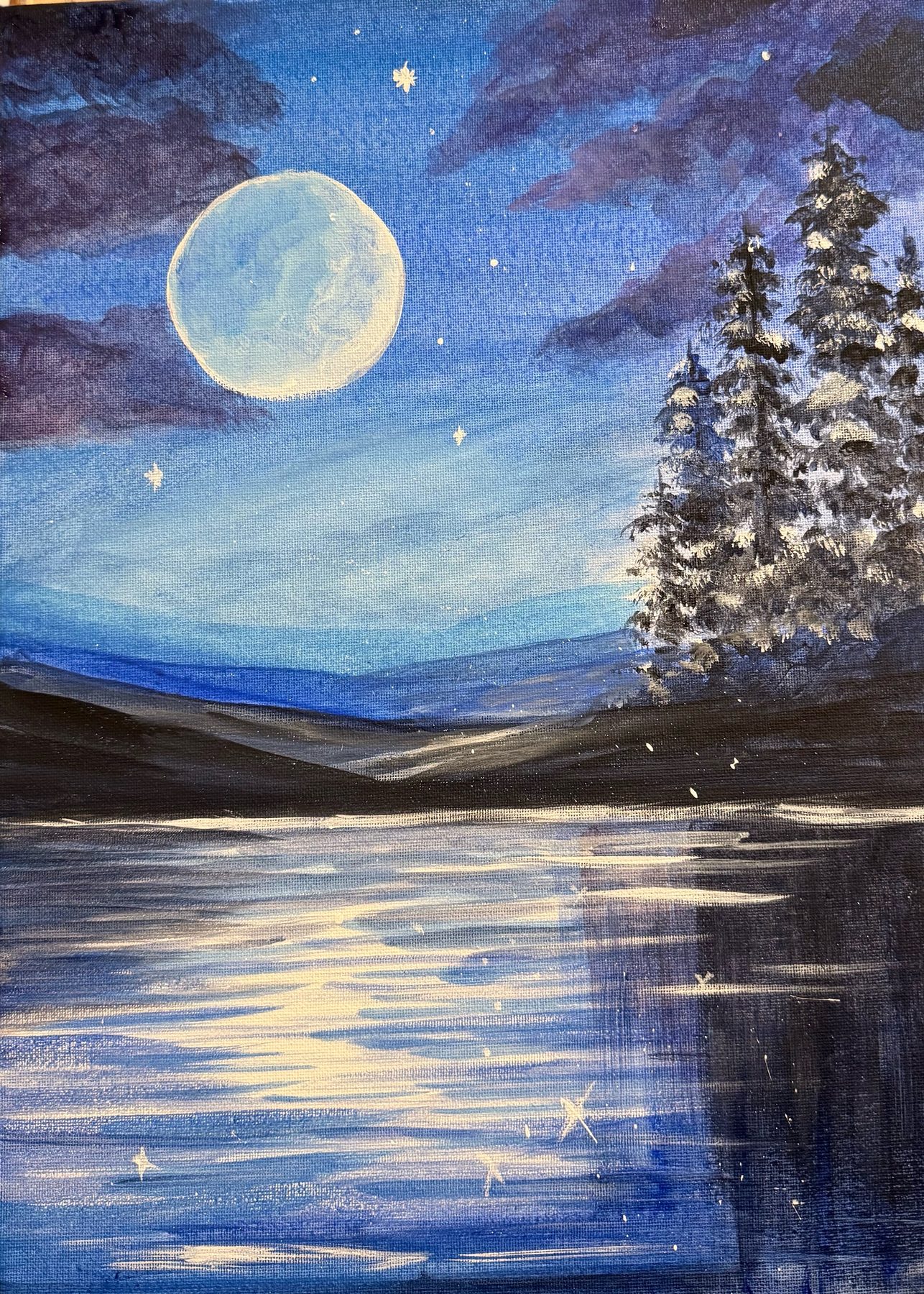 Moonrise 1, Acrylic on canvas board, © 2026 FC. All Rights Reserved.