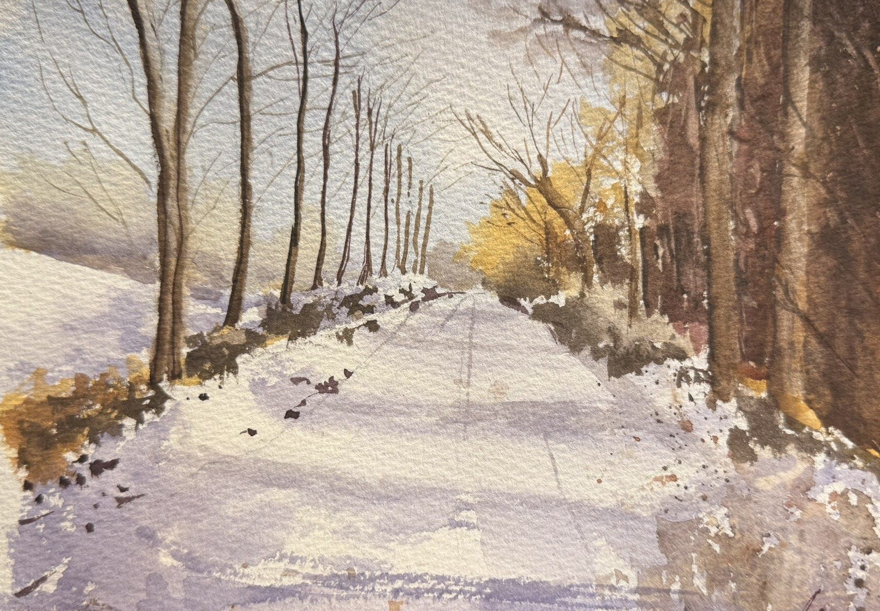 Winter Path, Watercolor on 300lb Arches, © 2026 FC. All Rights Reserved.